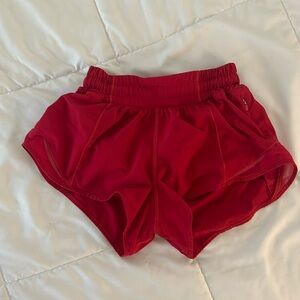 Lululemon Hotty Hot Low-Rise Lined Shorts 2.5 in color Dark Red